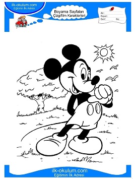Çocuklar İçin Mickey Mouse Boyama Sayfaları 